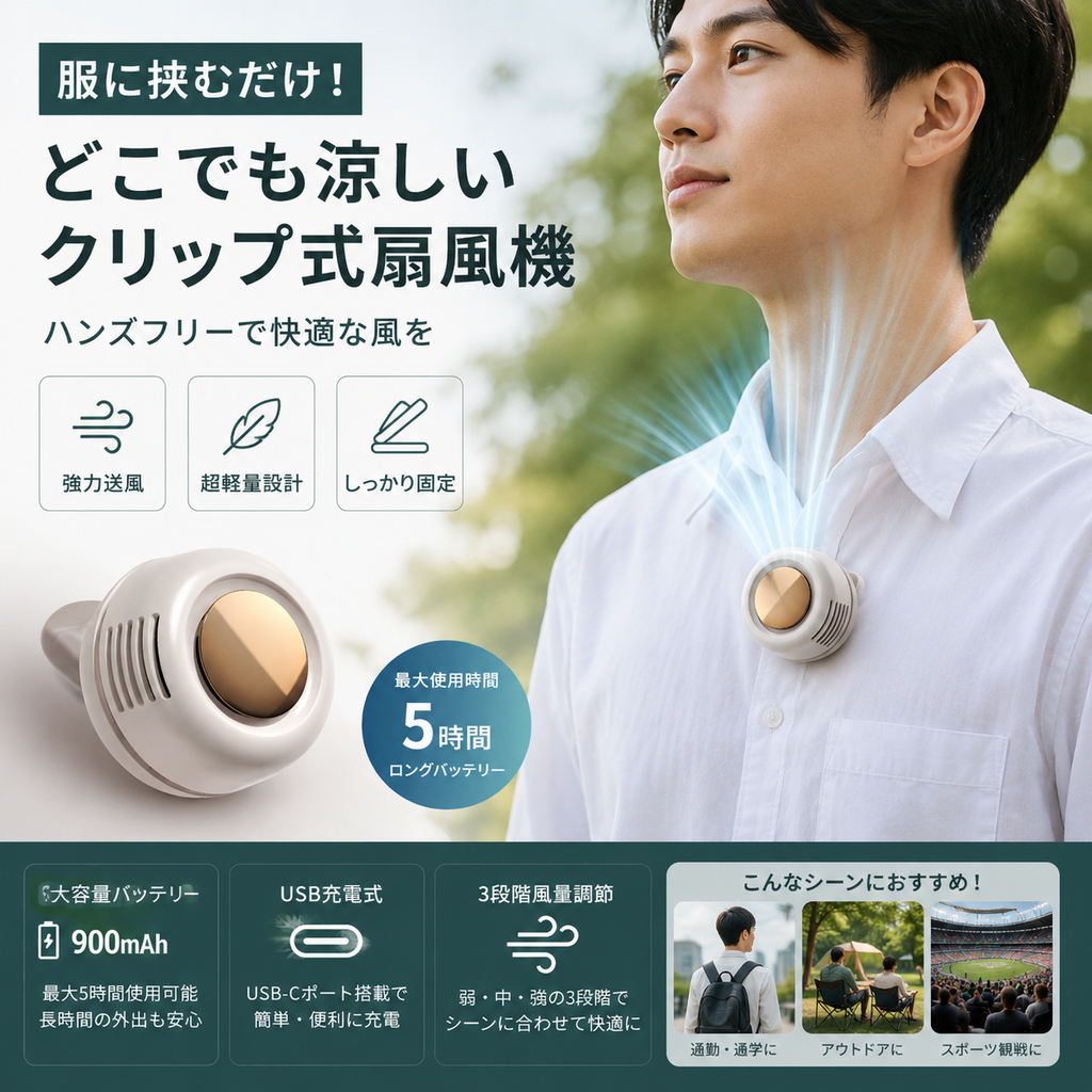 BreezeClip™（超小型ハンディ＆ウェストファン）